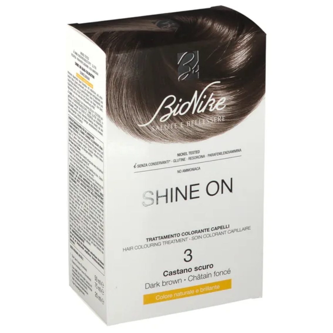 Bionike Shine On | Teinture des cheveux Femme | 125ml | 03 Châtain foncé