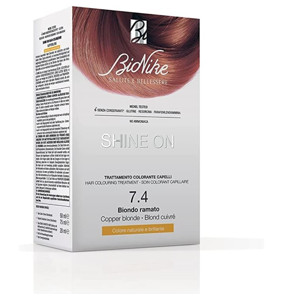 Bionike Shine On | Teinture des cheveux Femme | 125ml | 7.4 Blond cuivré