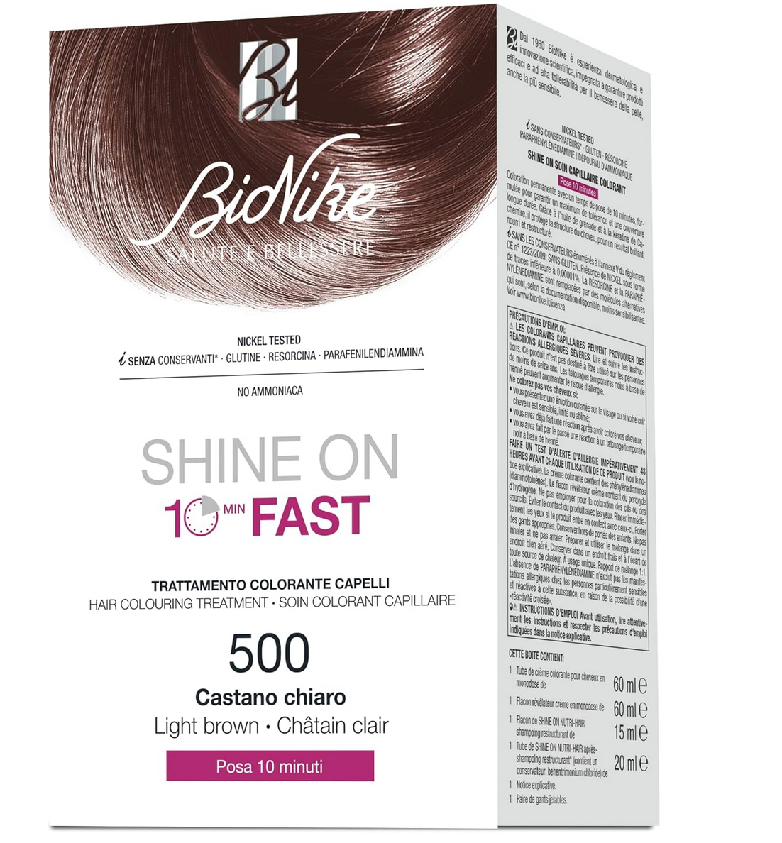 Bionike Shine On | Fast hair 500 | Teinture des cheveux Femme | 125ml | Chatâin clair