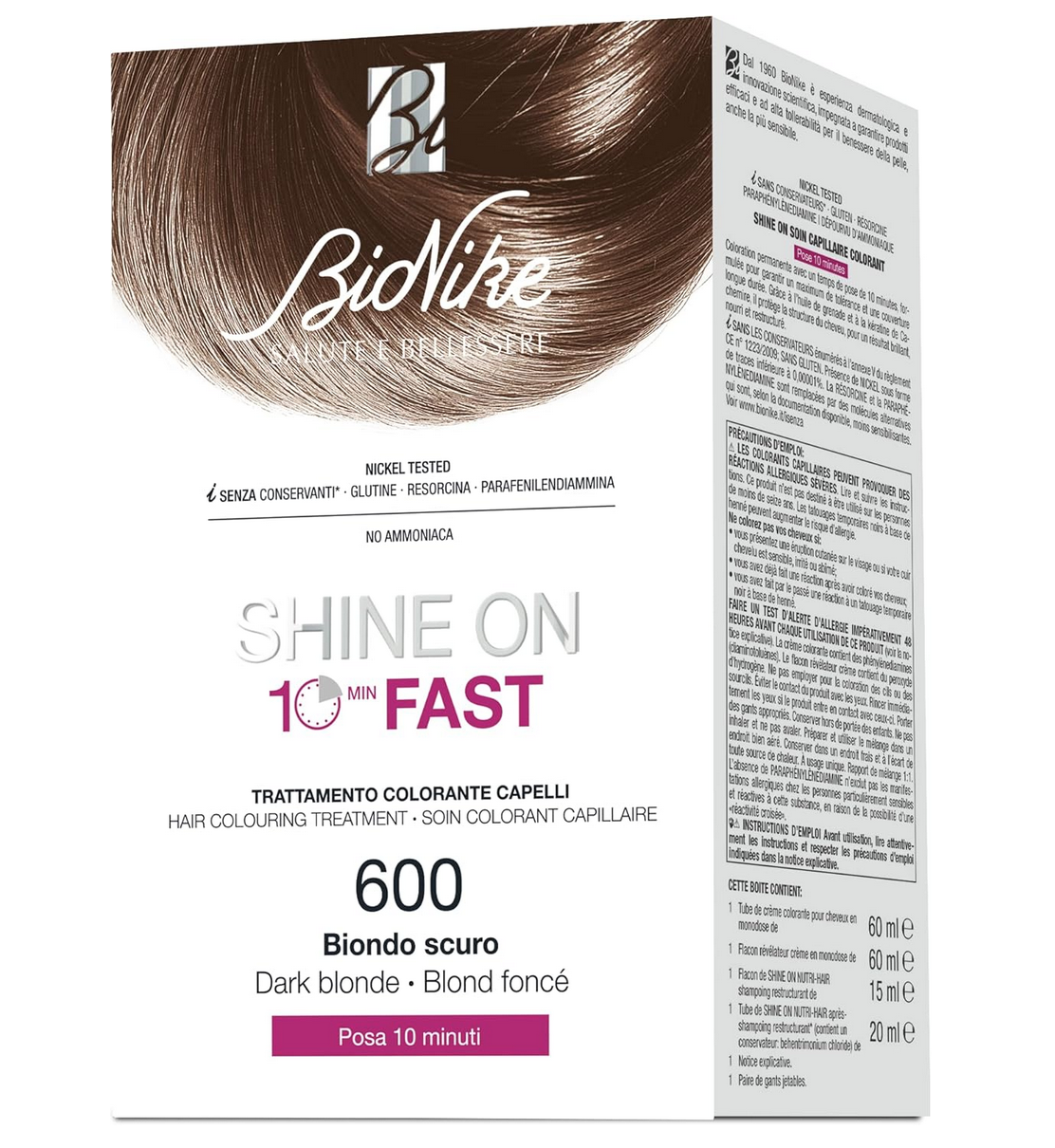 Bionike Shine On | Fast hair 600 | Teinture des cheveux Femme | 125ml | Blond foncé