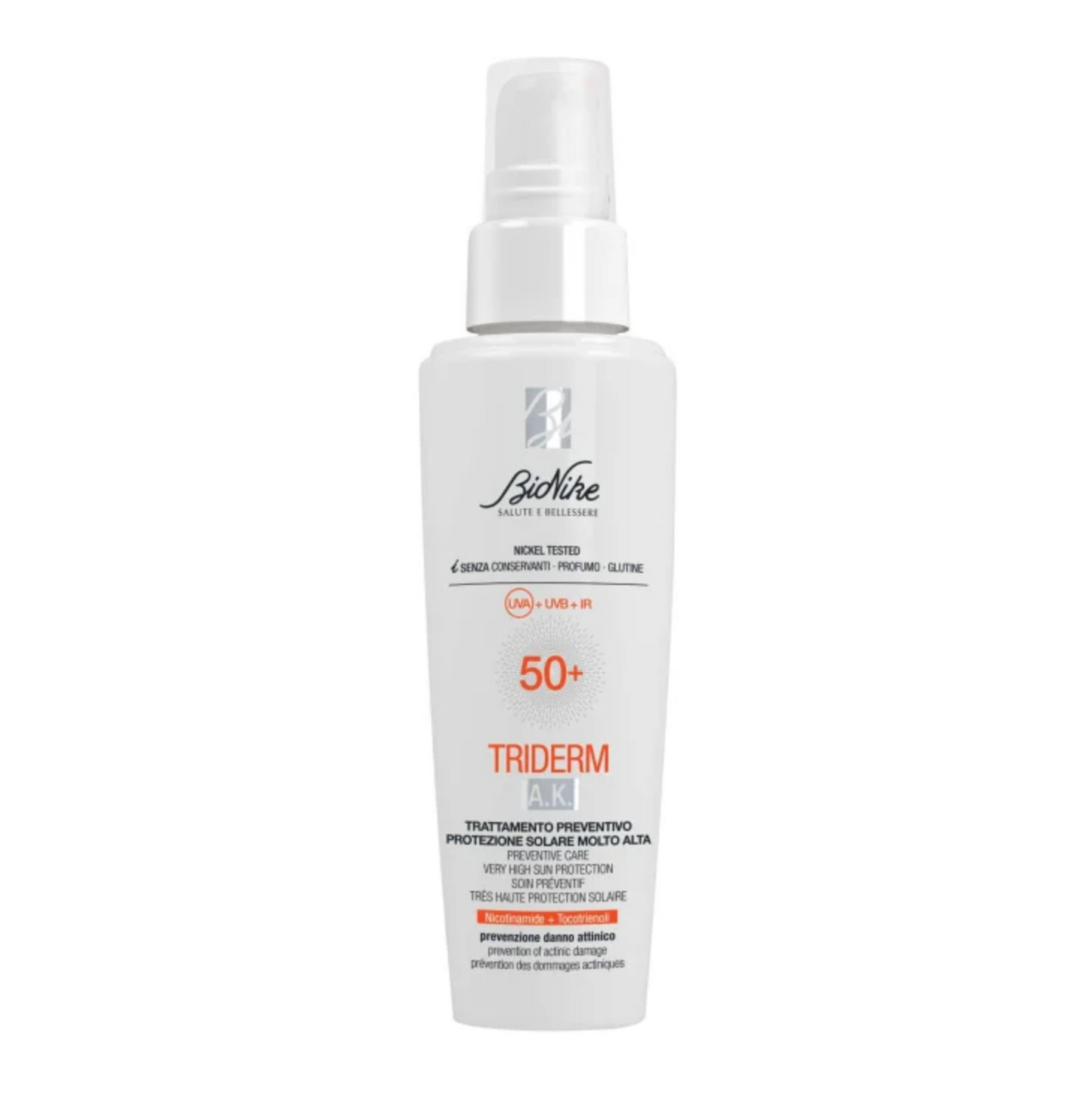 Bionike Triderm | A.K protection solaire 50+ soin préventif | 50ml